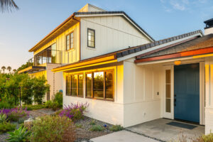 front view of mid-century house